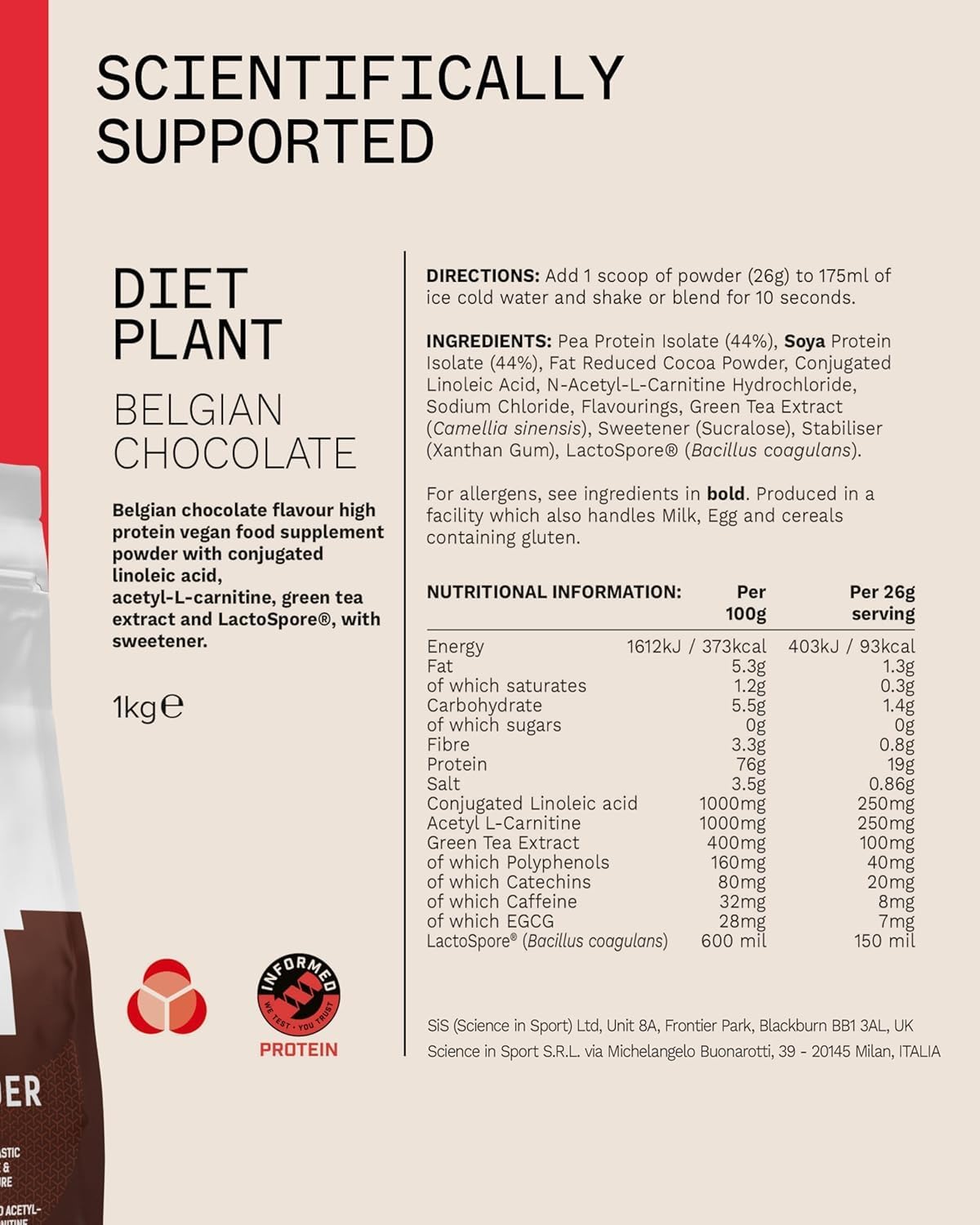 پودر پروتئین گیاهی پی‌اچ‌دی مدل Diet Plant، ۱ کیلوگرم، ۴۰ سروینگ، طعم شکلاتی