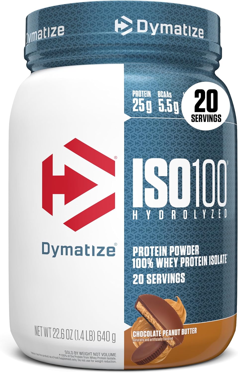 پودر پروتئین وی ایزوله دایماتایز مدل ISO 100، ۶۵۰ گرم، ۲۰ سروینگ، طعم شکلاتی
