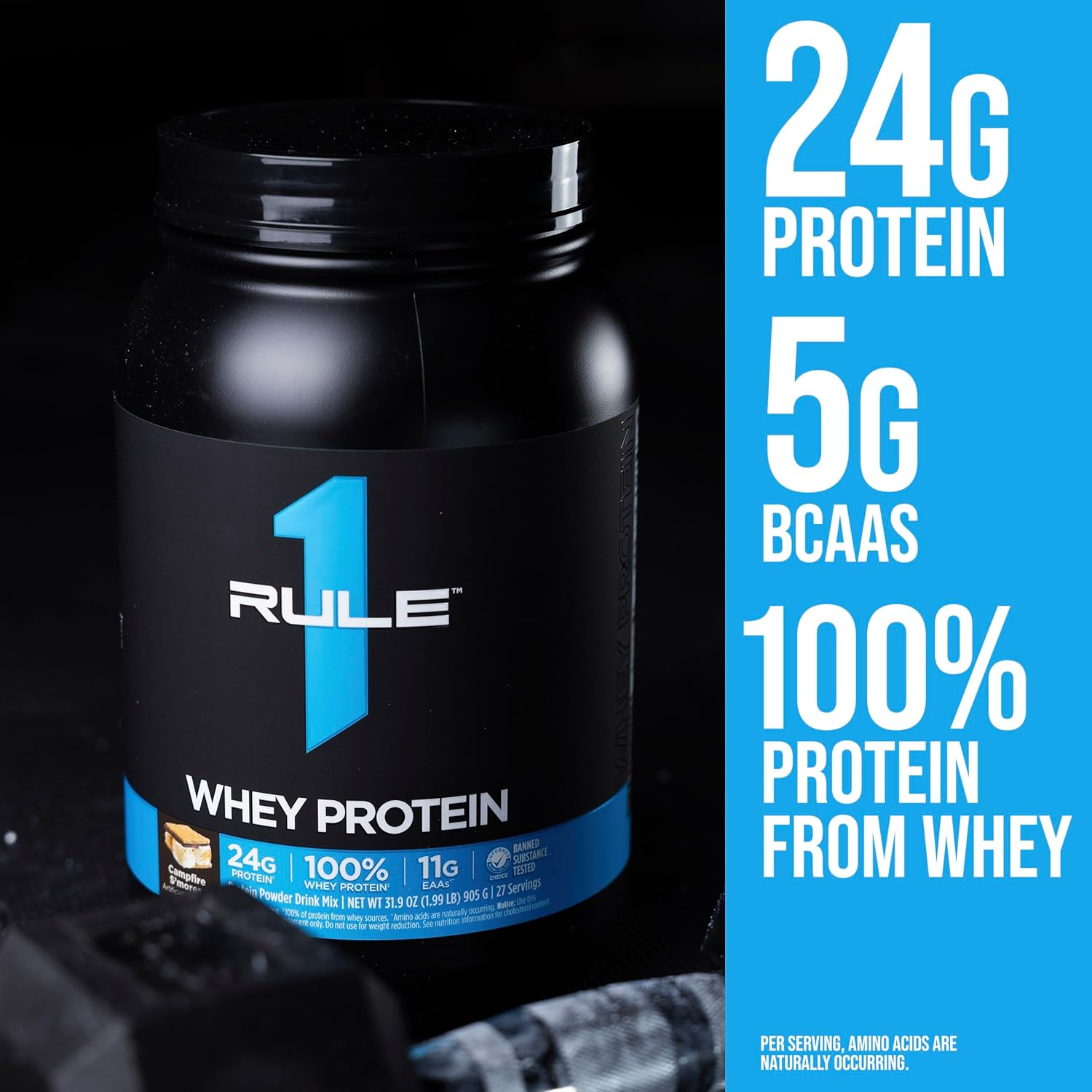 پودر پروتئین وی رول وان پروتئینز، ۹۰۷ گرم، طعم بستنی وانیلی، حاوی BCAA