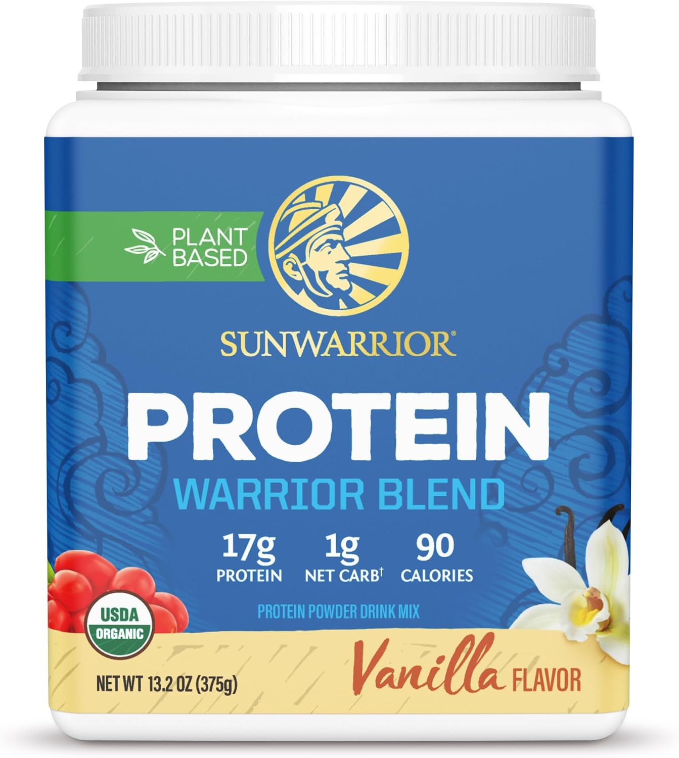 پودر پروتئین گیاهی سان‌واریر مدل Warrior Blend، ۳۷۵ گرم، طعم وانیلی، بدون گلوتن