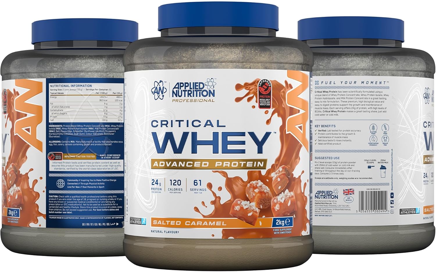 پودر پروتئین وی اپلاید نوتریشن مدل Critical Whey، ۲ کیلوگرم و طعم کارامل نمکی