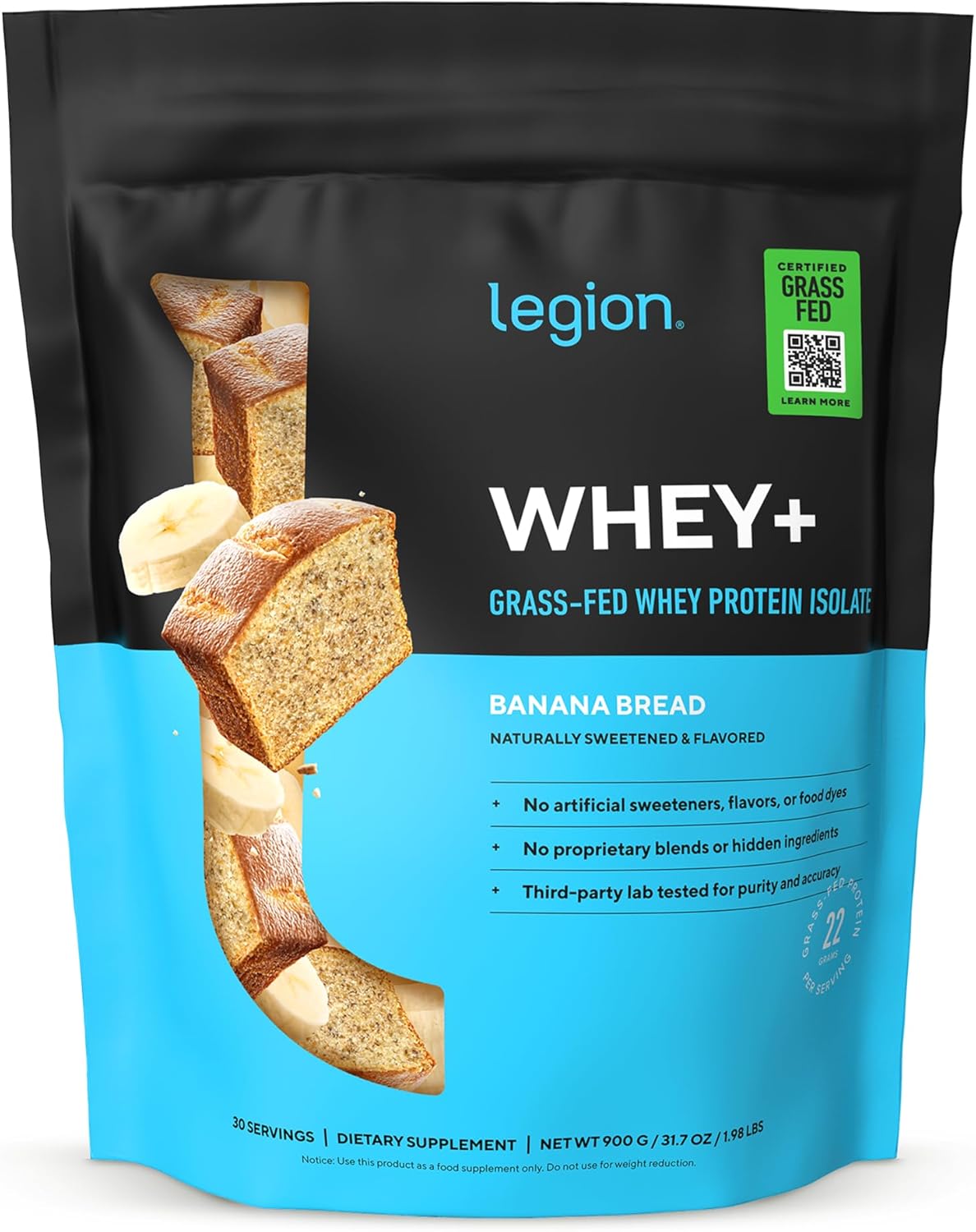 پودر پروتئین وی ایزوله لژیون مدل Whey+، ۳۰ سروینگ، بدون شکر