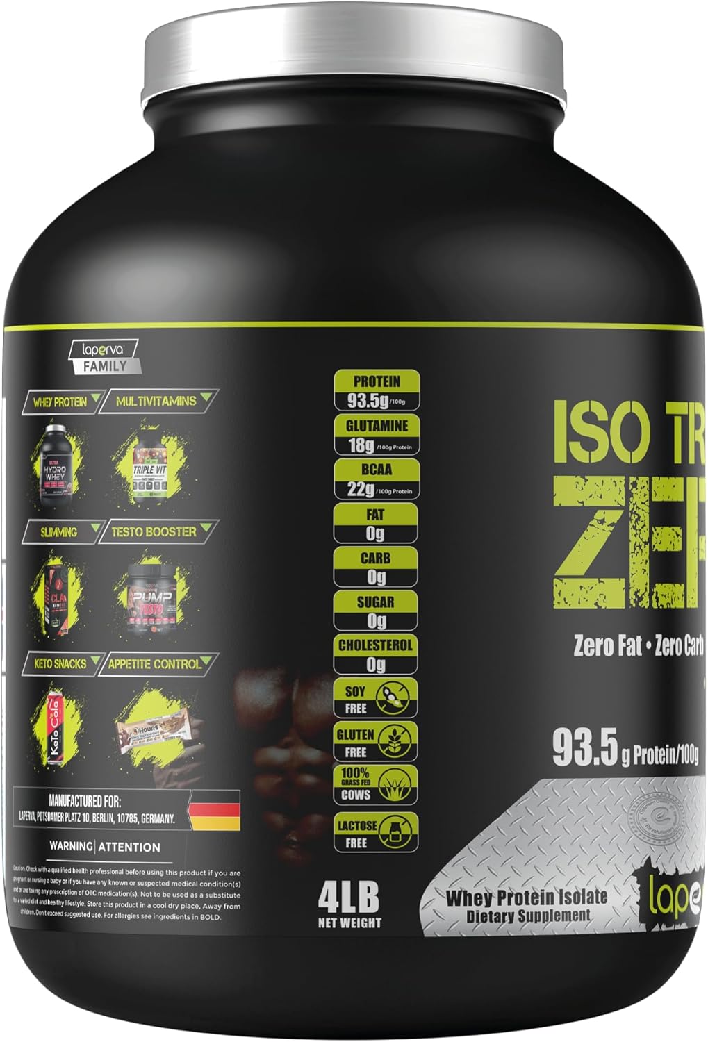 پودر پروتئین وی ایزوله لاپروا مدل Iso Triple Zero، ۱٫۸۱ کیلوگرم، طعم وانیلی، حاوی BCAA