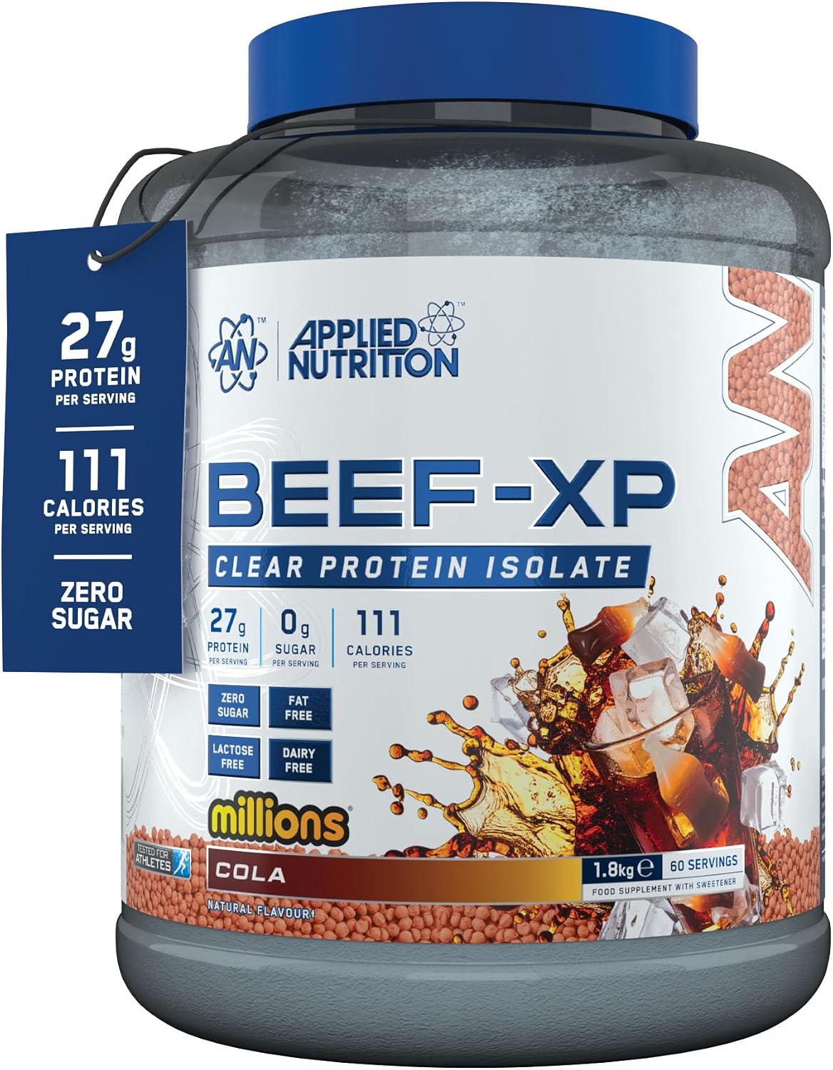 پودر پروتئین بیف ایزوله اپلاید نوتریشن مدل Beef XP، ۱٫۸ کیلوگرم، طعم کولا میلیونز، بدون شکر