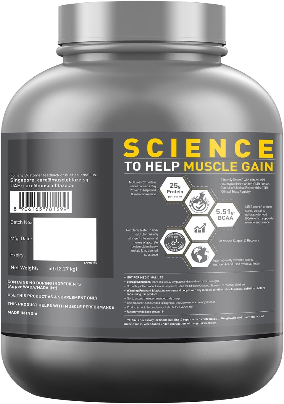 پودر پروتئین وی ماسل‌بلیز مدل Performance Whey، ۲٫۲۷ کیلوگرم، طعم انبه، حاوی BCAA