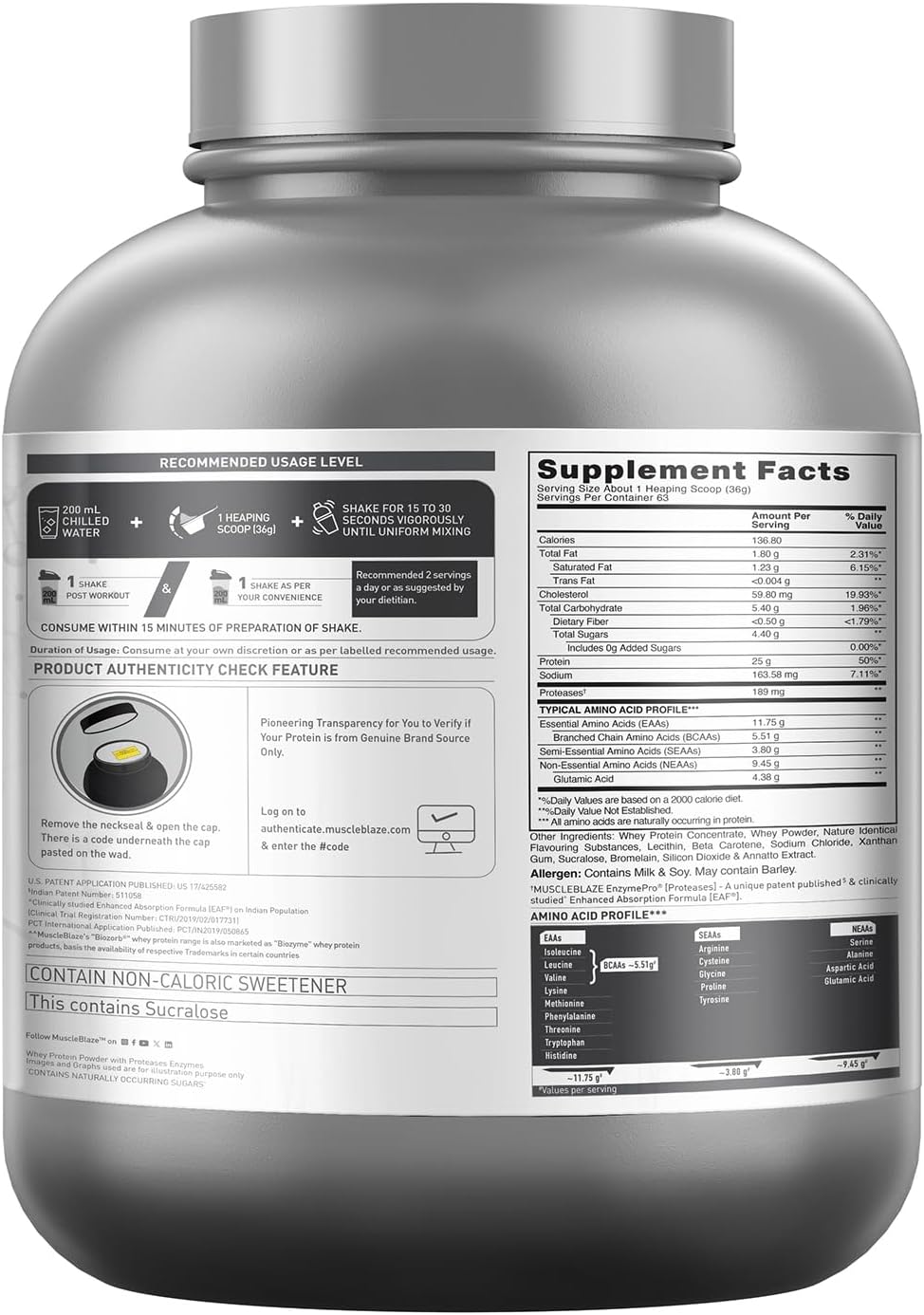 پودر پروتئین وی ماسل‌بلیز مدل Performance Whey، ۲٫۲۷ کیلوگرم، طعم انبه، حاوی BCAA