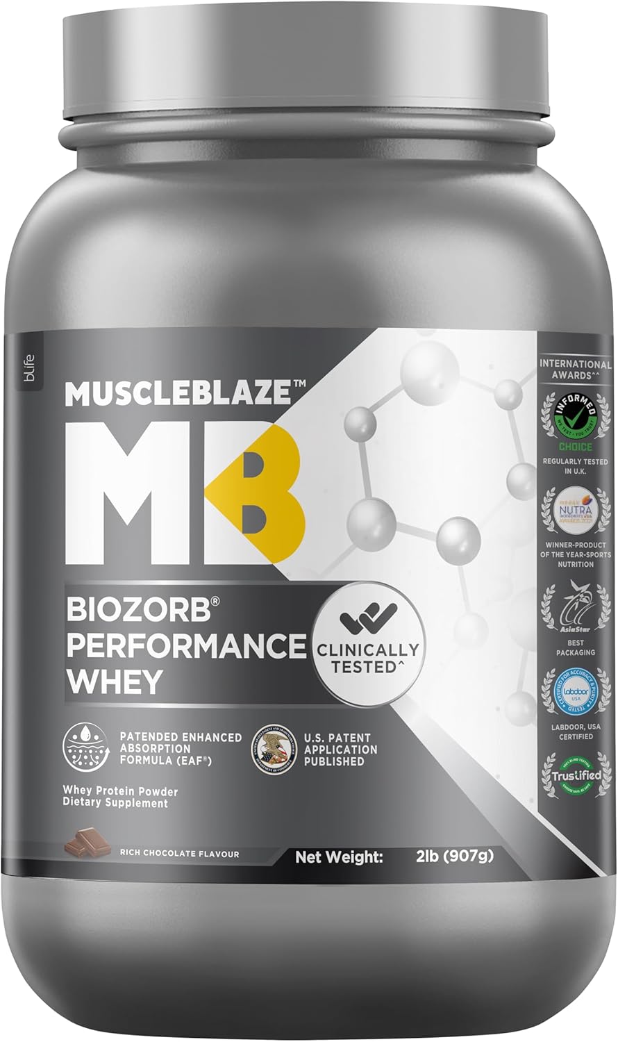 پودر پروتئین وی ماسل‌بلیز مدل Performance Whey، ۹۰۷ گرم، طعم شکلات غلیظ، حاوی BCAA
