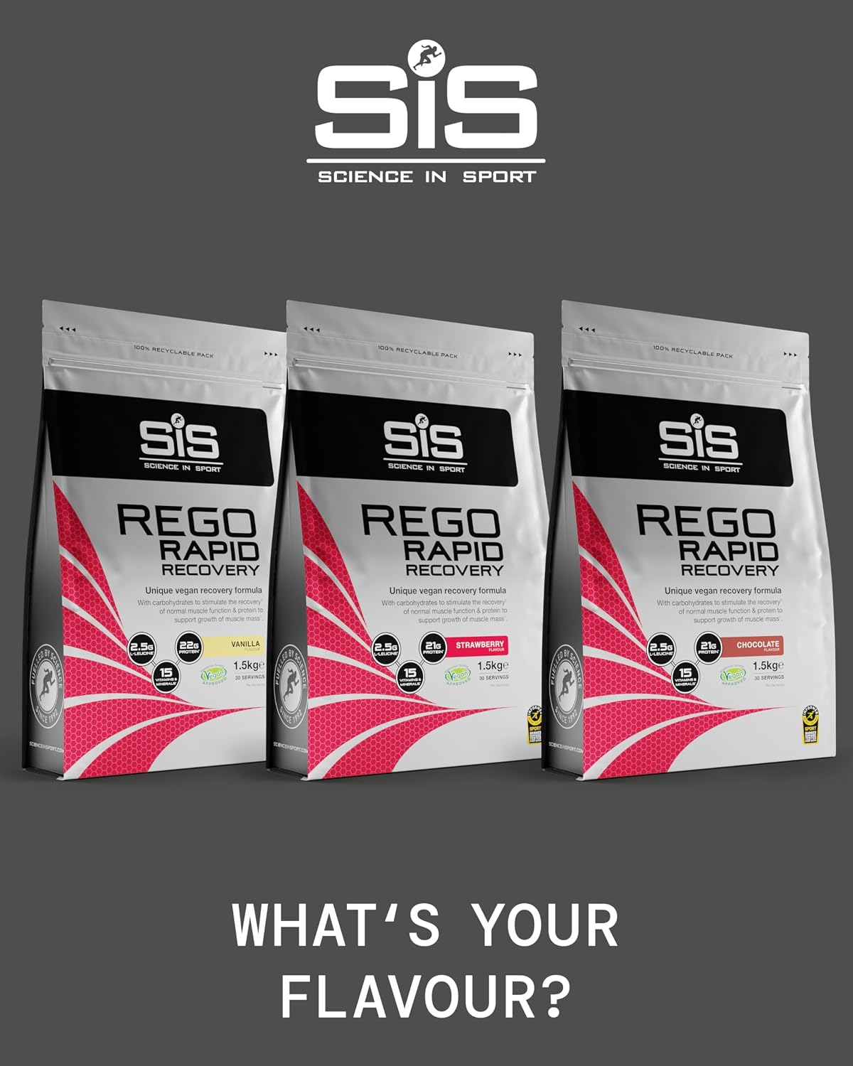 پودر پروتئین گیاهی ساینس این اسپرت مدل Rego Rapid Recovery، ۱٫۵ کیلوگرم، ۳۰ سروینگ، طعم شکلاتی