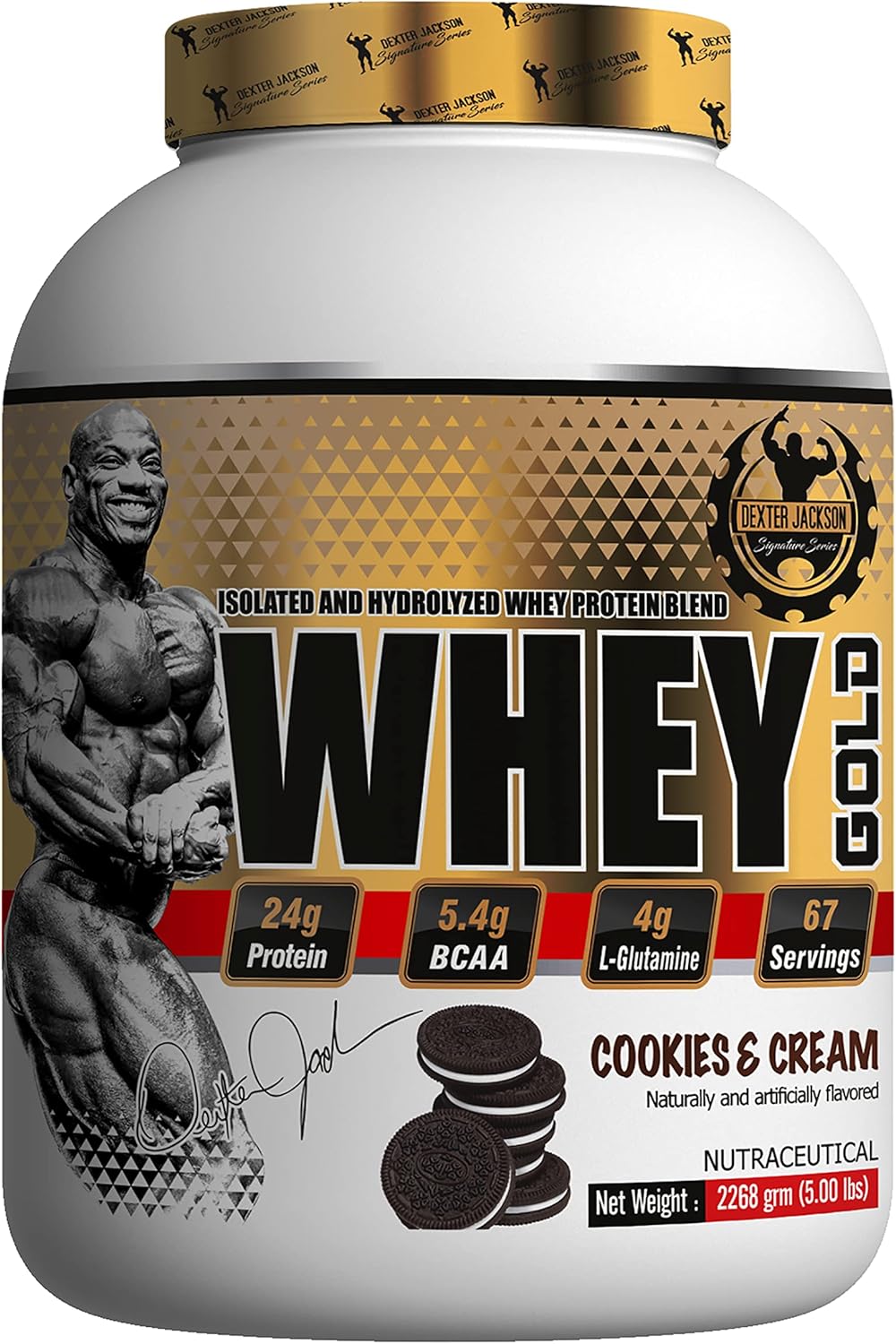 پودر پروتئین وی دکستر جکسون مدل Gold Whey Gold، ۲٫۲۷ کیلوگرم، طعم کوکیز و کرم