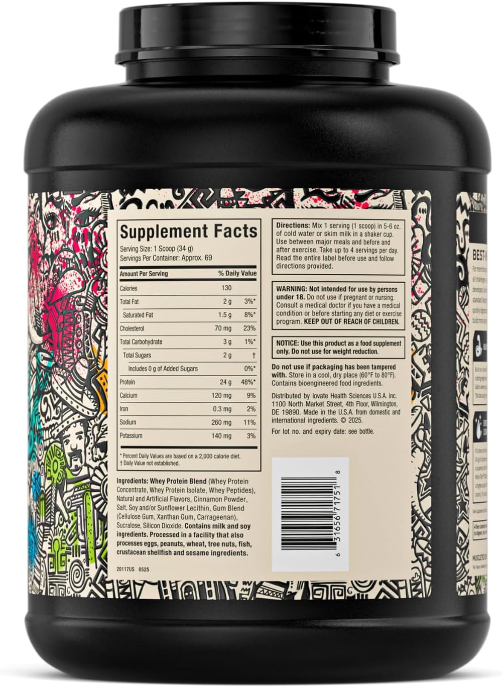 پودر پروتئین وی ماسلتک مدل Nitro-Tech، ۲٫۳۲ کیلوگرم، طعم چوروس، حاوی BCAA