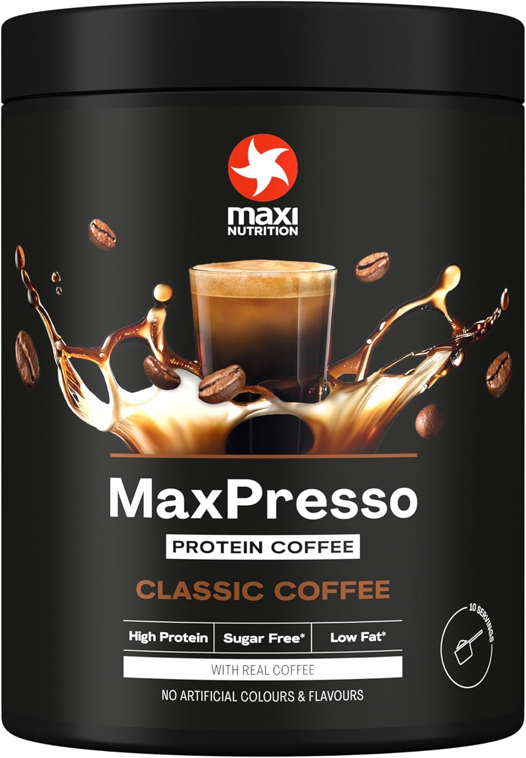 پودر پروتئین وی مکسی نوتریشن مدل MaxPresso، ۱۰ سروینگ، طعم قهوه