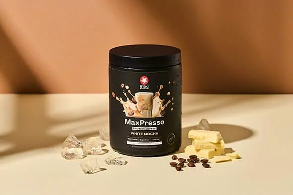 پودر پروتئین وی مکسی نوتریشن مدل MaxPresso، ۳۰۰ گرم، طعم موکای سفید