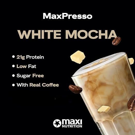 پودر پروتئین وی مکسی نوتریشن مدل MaxPresso، ۳۰۰ گرم، طعم موکای سفید