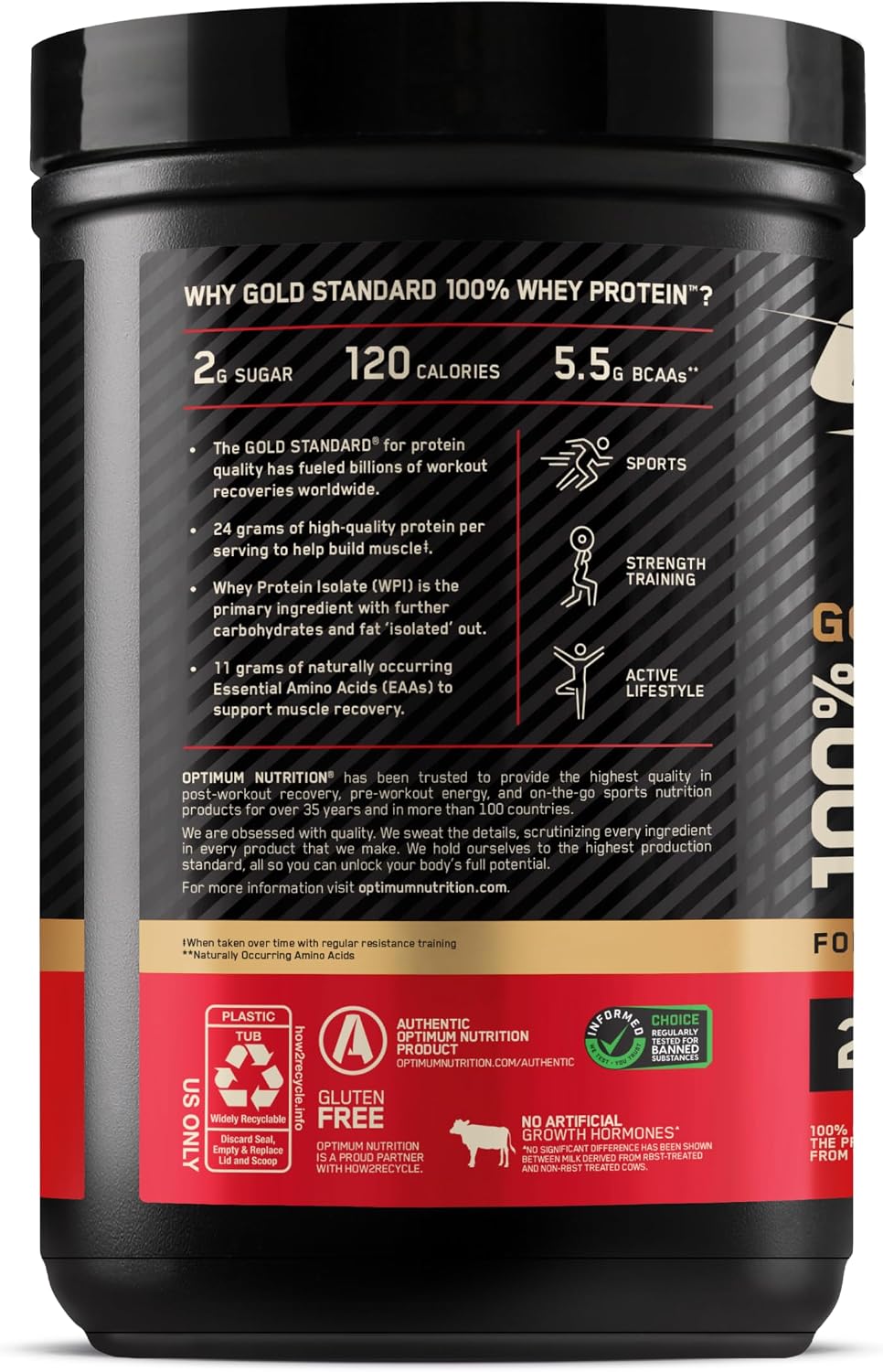 پودر پروتئین وی اپتیموم نوتریشن مدل Gold Standard 100% Whey، ۳۰۸ گرم، طعم رول دارچینی