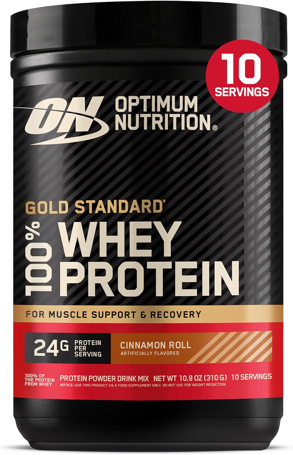 پودر پروتئین وی اپتیموم نوتریشن مدل Gold Standard 100% Whey، ۳۰۸ گرم، طعم رول دارچینی