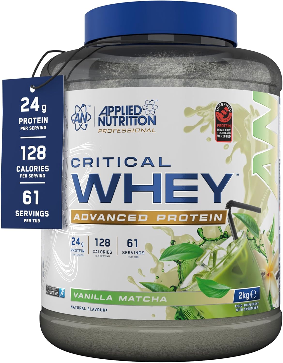 پودر پروتئین وی اپلاید نوتریشن مدل Critical Whey، ۲۴ گرم پروتئین در هر سروینگ، ۲ کیلوگرم، طعم وانیل ماچا