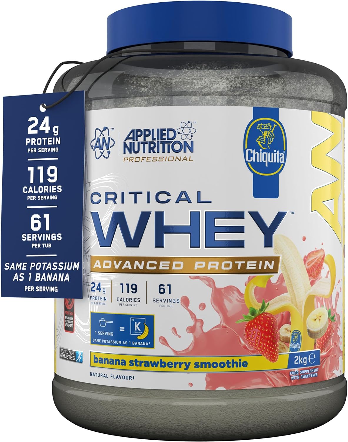 پودر پروتئین وی اپلاید نوتریشن مدل Critical Whey، ۲۴ گرم پروتئین در هر سروینگ، ۲ کیلوگرم، طعم توت‌فرنگی