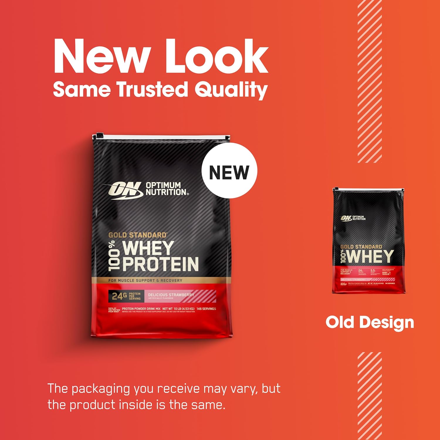 پودر پروتئین وی اپتیموم نوتریشن مدل Gold Standard 100% Whey، ۲۴ گرم پروتئین، ۴.۵۳ کیلوگرم و طعم توت‌فرنگی