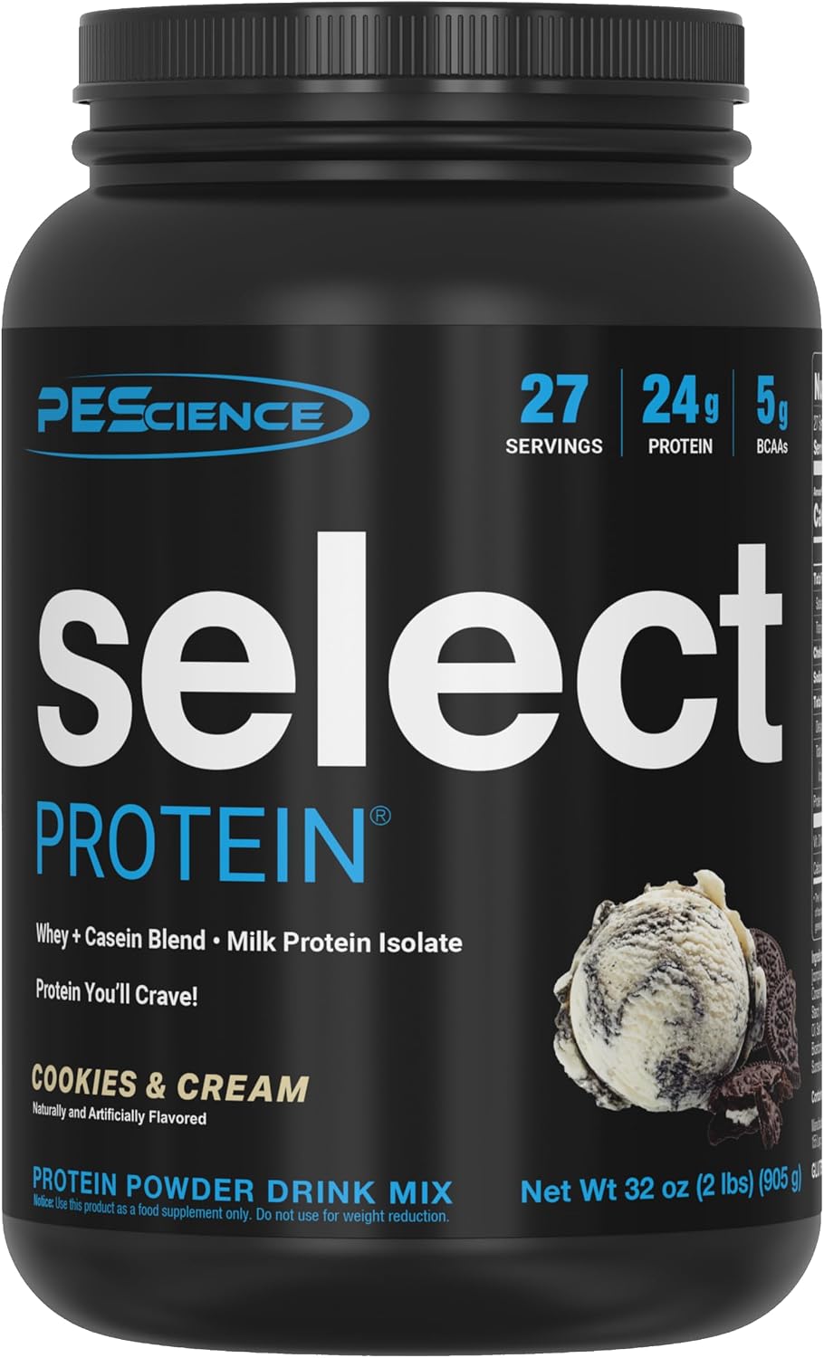 پودر پروتئین ترکیبی پی‌ساینس مدل Select Protein، ۲۴ گرم پروتئین، ۲۷ سروینگ و طعم کوکی و کرم
