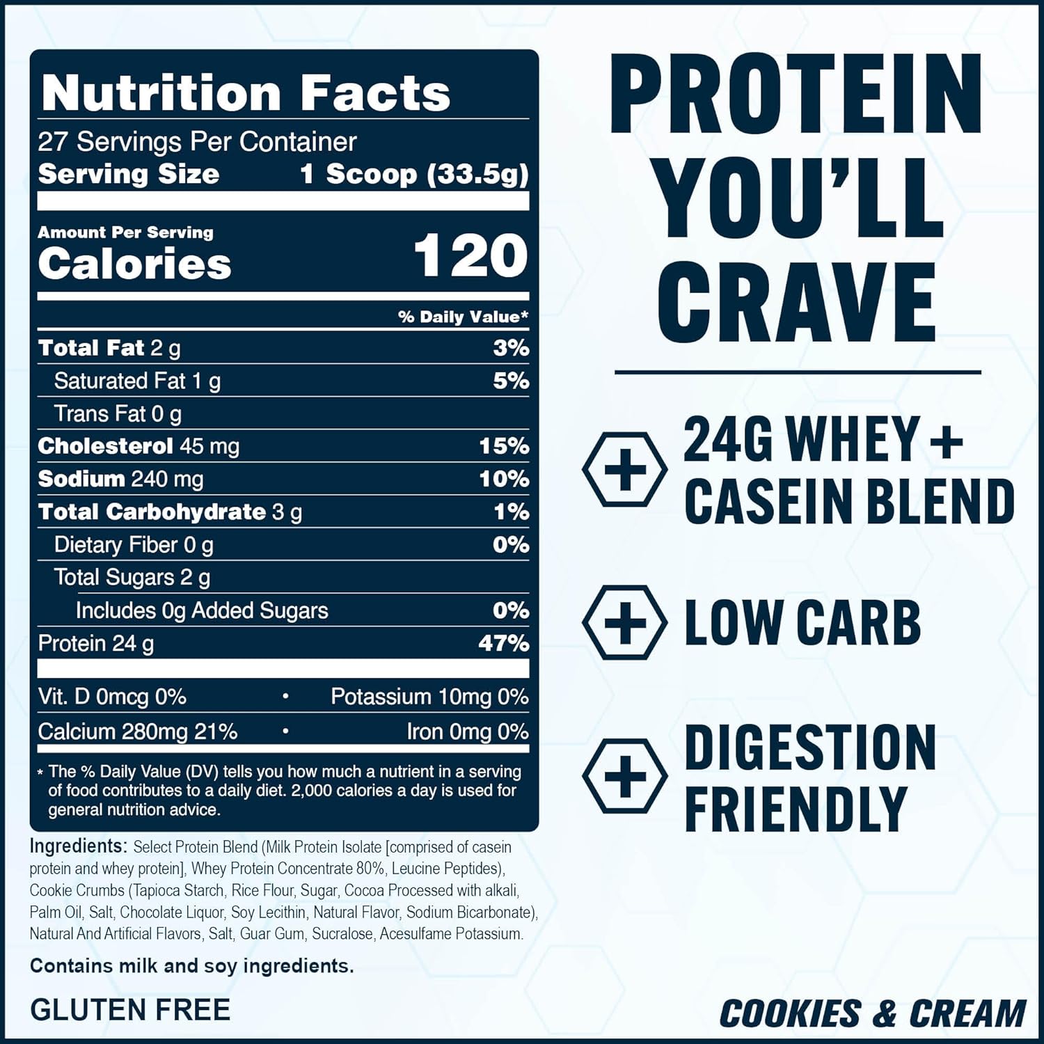 پودر پروتئین ترکیبی پی‌ساینس مدل Select Protein، ۲۴ گرم پروتئین، ۲۷ سروینگ و طعم کوکی و کرم