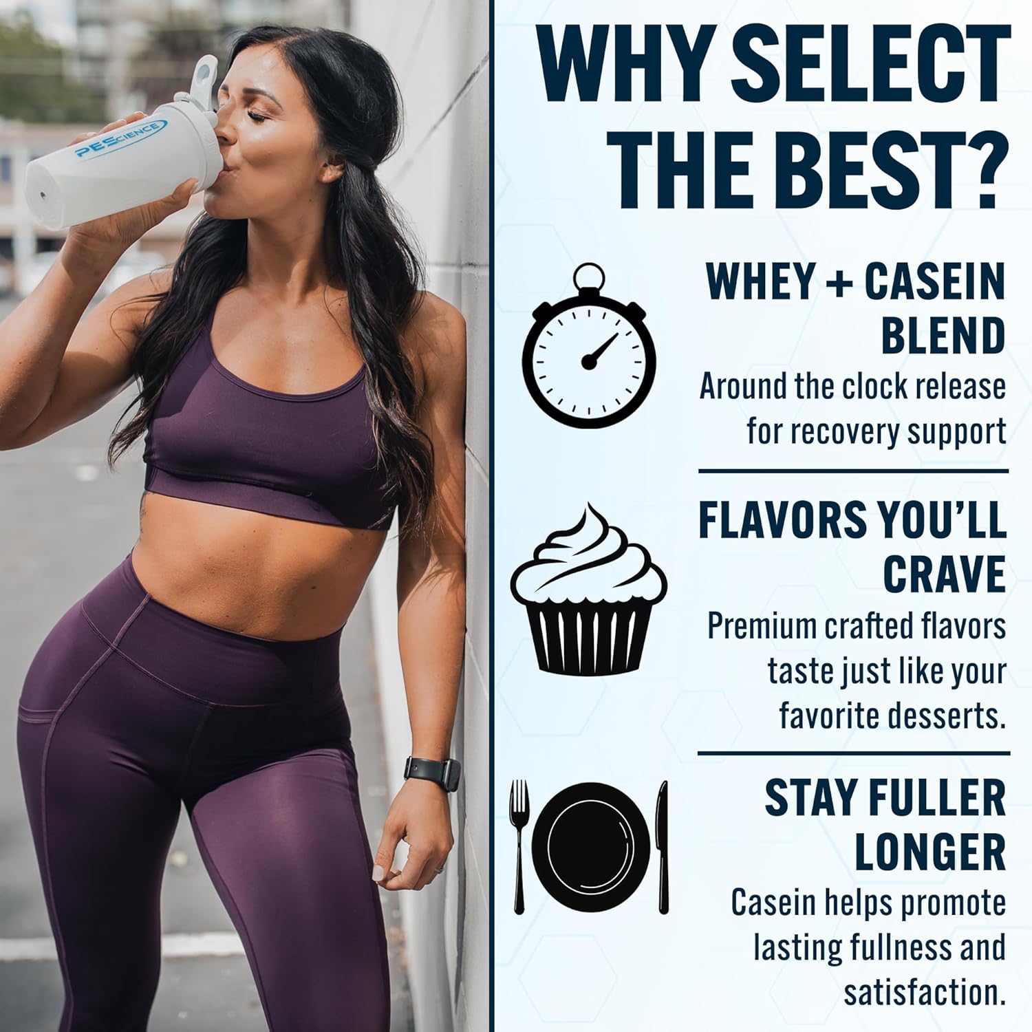 پودر پروتئین ترکیبی پی‌ساینس مدل Select Protein، ۲۴ گرم پروتئین، ۲۷ سروینگ و طعم کوکی و کرم