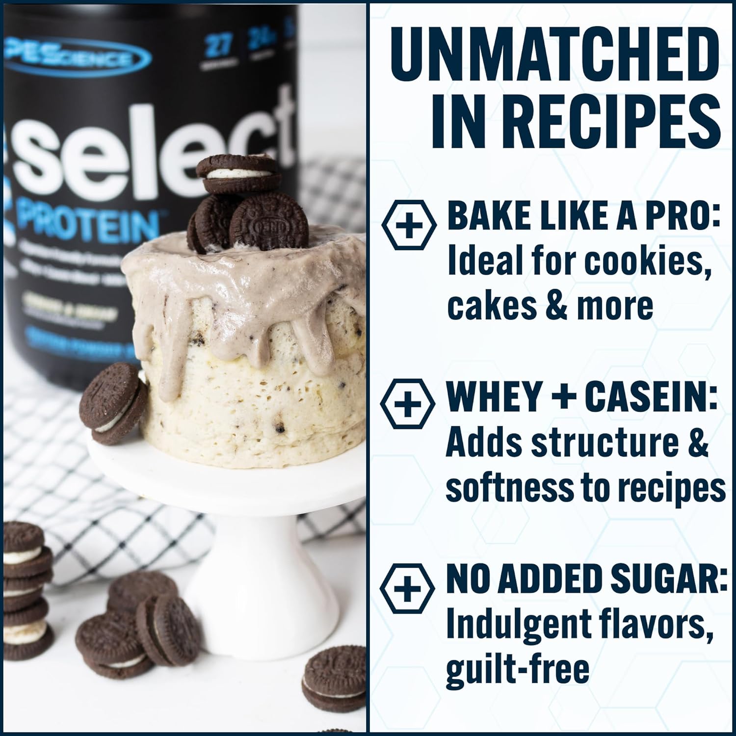 پودر پروتئین ترکیبی پی‌ساینس مدل Select Protein، ۲۴ گرم پروتئین، ۲۷ سروینگ و طعم کوکی و کرم