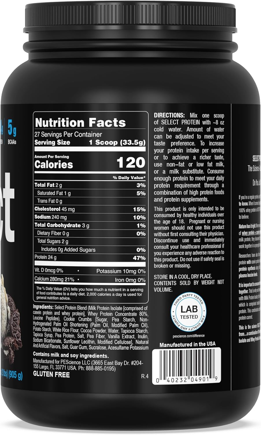 پودر پروتئین ترکیبی پی‌ساینس مدل Select Protein، ۲۴ گرم پروتئین، ۲۷ سروینگ و طعم کوکی و کرم
