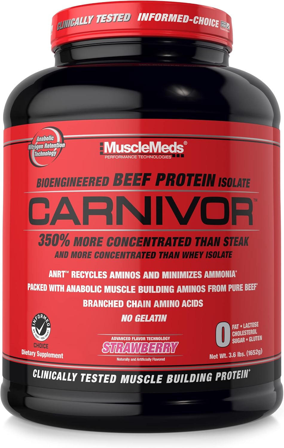 پودر پروتئین گوشت ماسل‌مدز مدل Carnivor، ۵۶ سروینگ و طعم توت‌فرنگی
