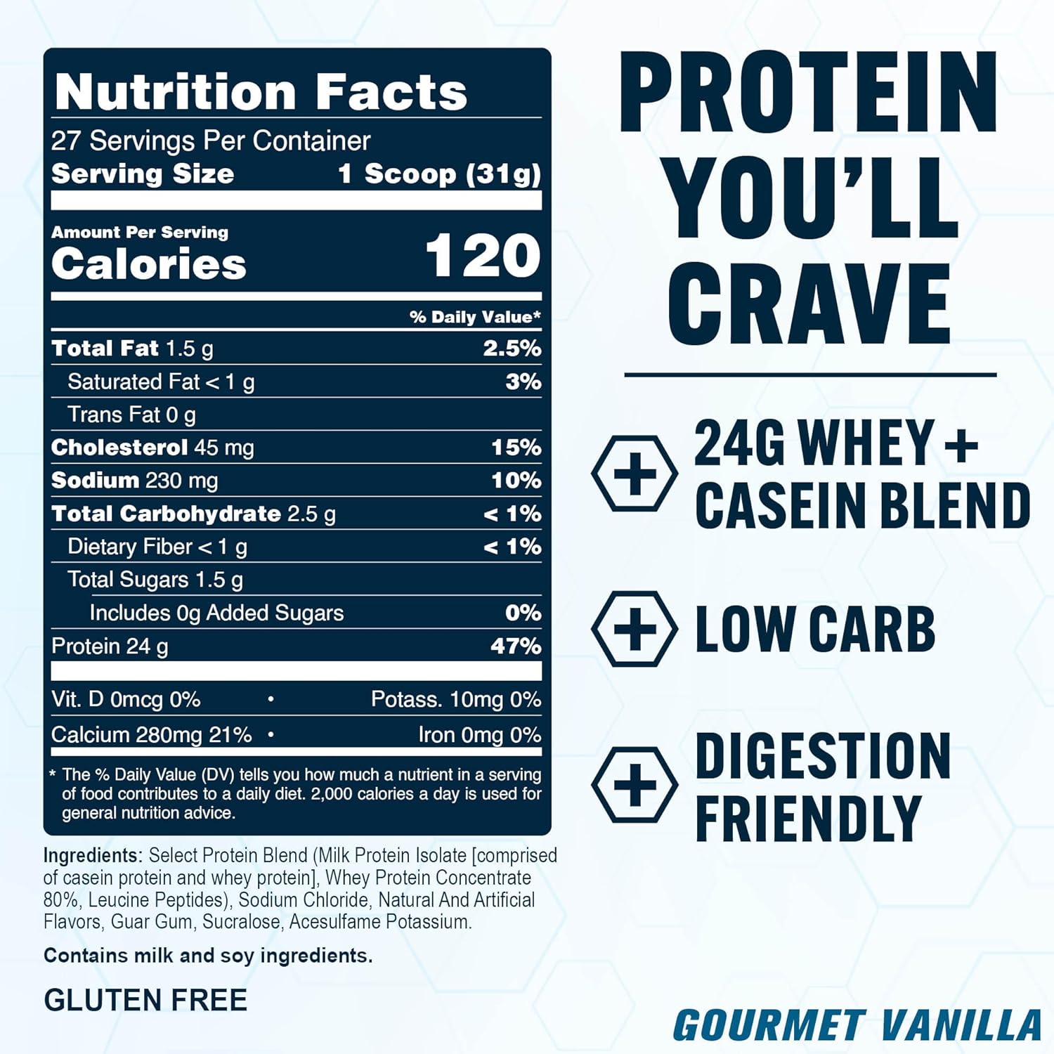 پودر پروتئین ترکیبی پی‌ساینس مدل Select Protein، ۲۴ گرم پروتئین، ۲۷ سروینگ و طعم وانیل گورمت