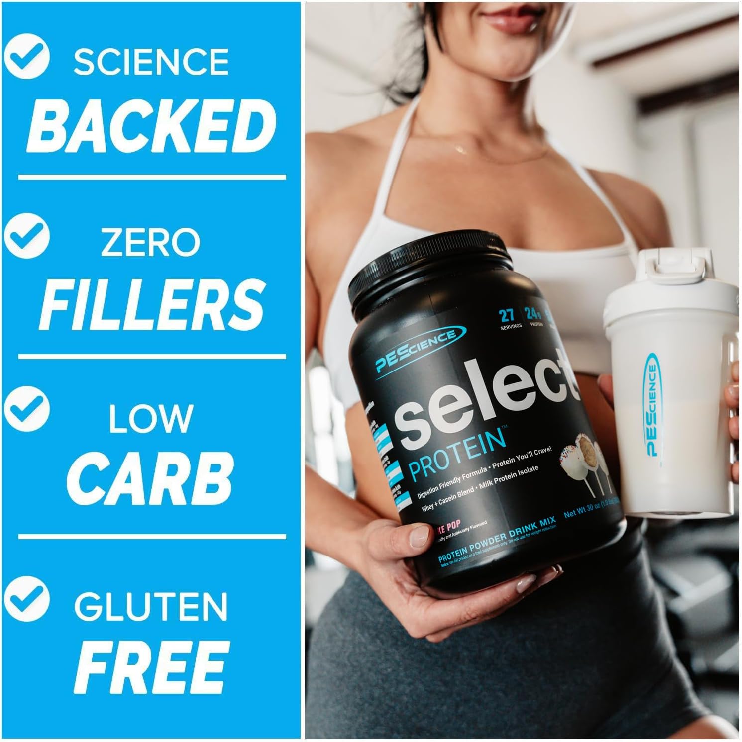 پودر پروتئین ترکیبی پی‌ساینس مدل Select Protein، ۲۴ گرم پروتئین، ۲۷ سروینگ و طعم وانیل گورمت