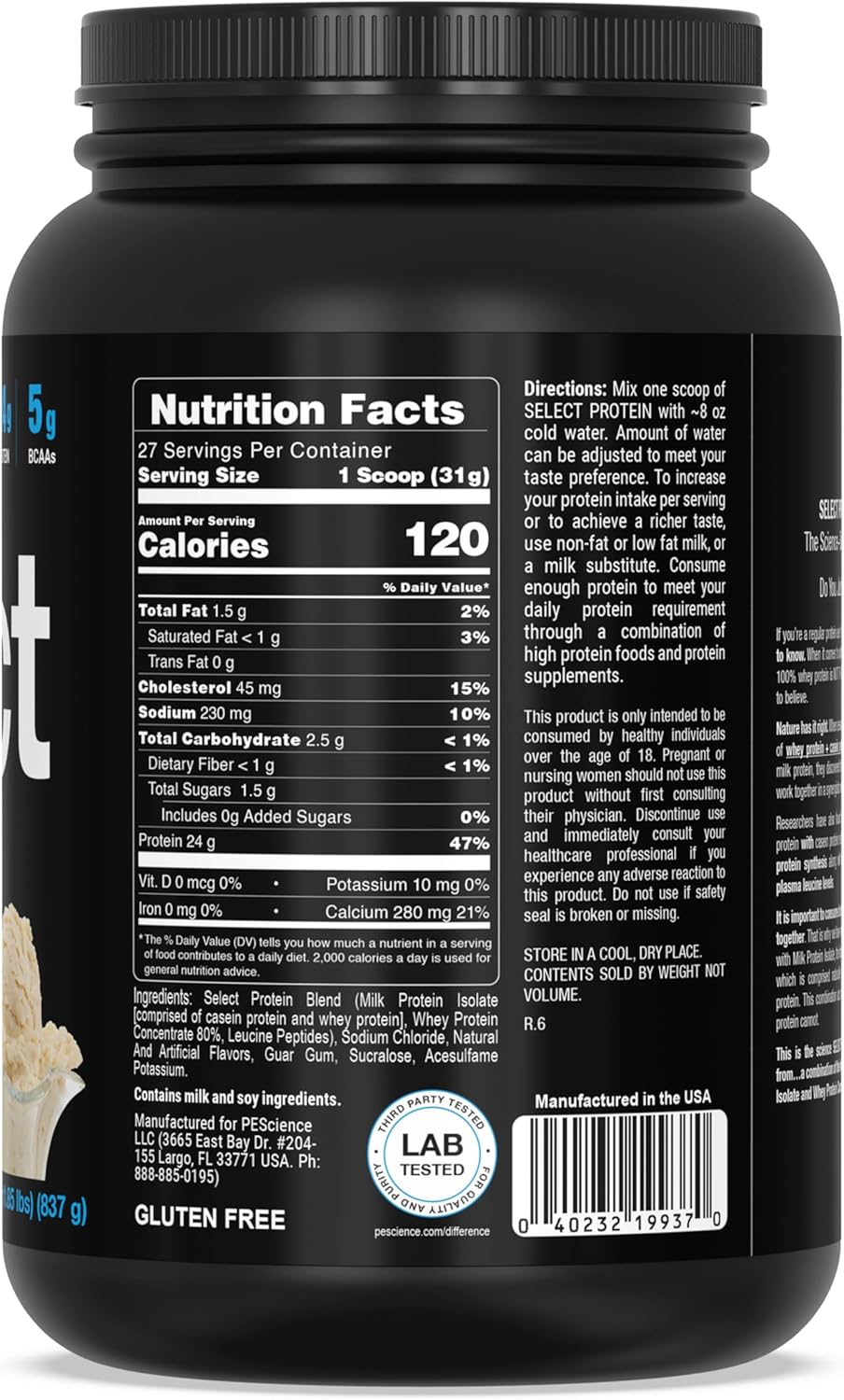 پودر پروتئین ترکیبی پی‌ساینس مدل Select Protein، ۲۴ گرم پروتئین، ۲۷ سروینگ و طعم وانیل گورمت