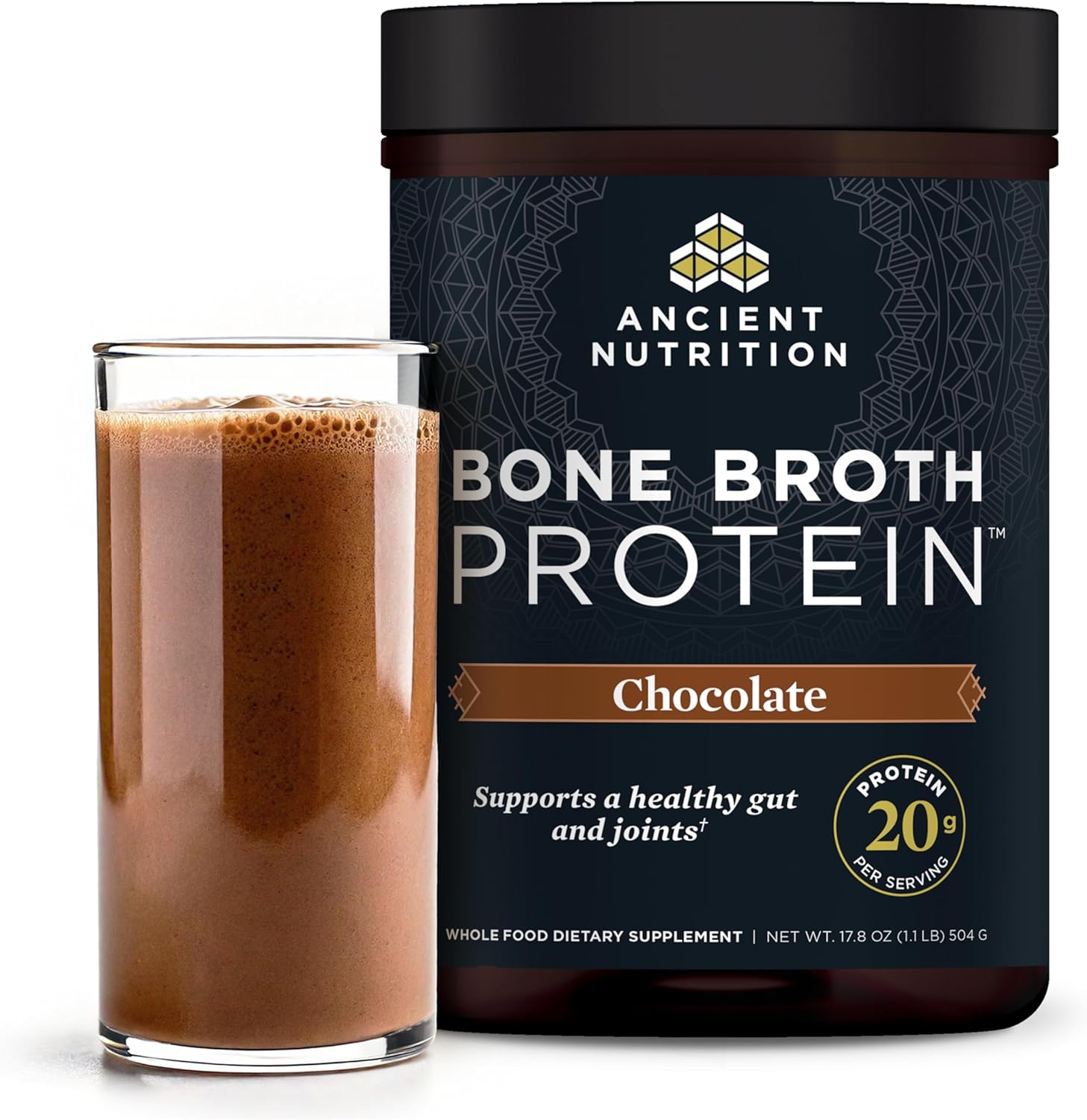پودر پروتئین گوشت انشنت نوتریشن مدل Bone Broth، ۵۰۴ گرم و طعم شکلات
