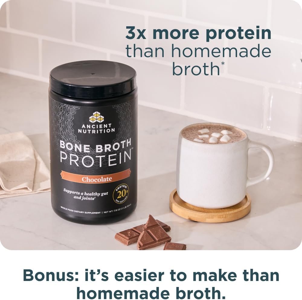 پودر پروتئین گوشت انشنت نوتریشن مدل Bone Broth، ۵۰۴ گرم و طعم شکلات