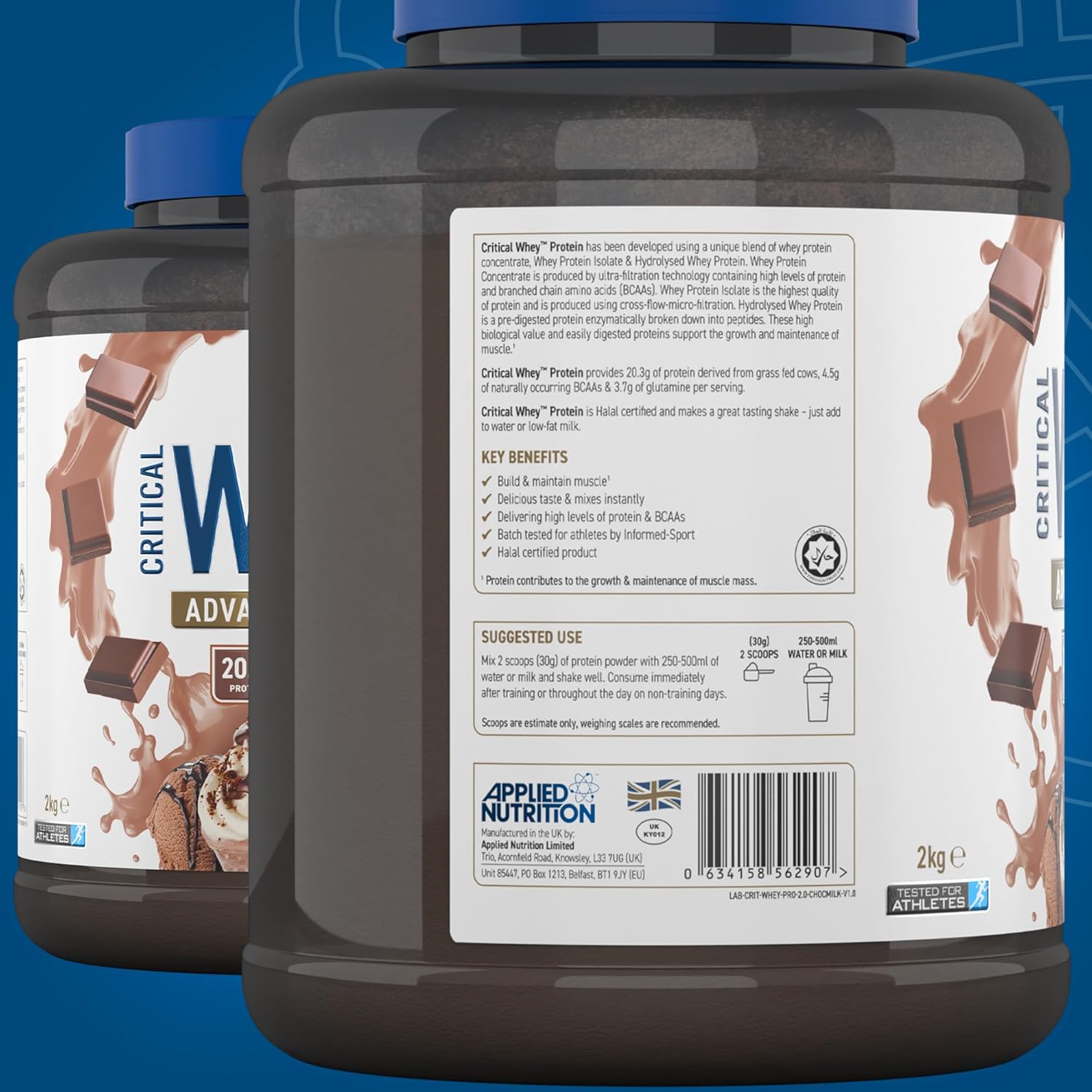 پودر پروتئین وی اپلاید نوتریشن مدل Critical Whey، ۲ کیلوگرم و طعم میلک‌شیک شکلاتی