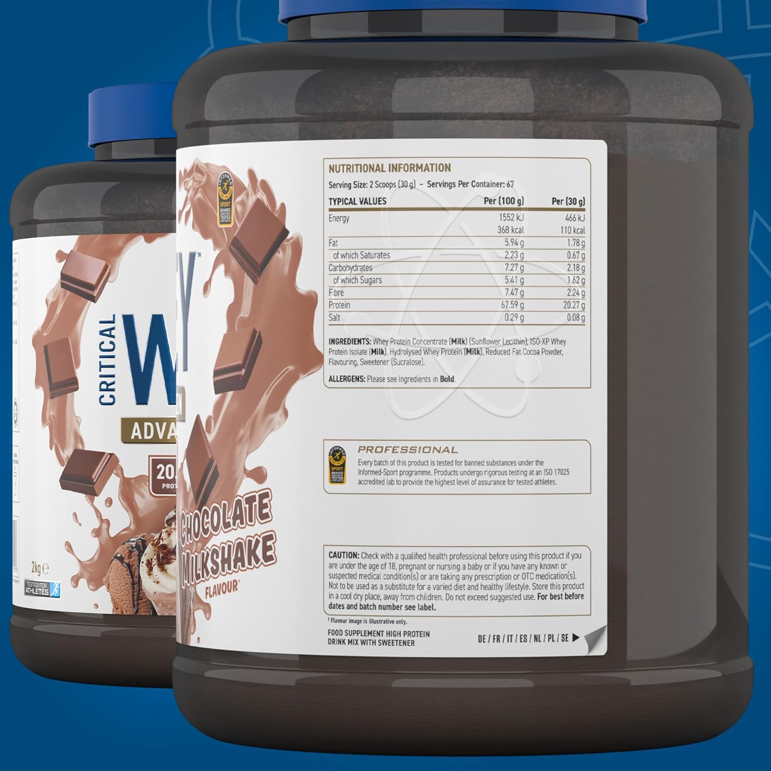 پودر پروتئین وی اپلاید نوتریشن مدل Critical Whey، ۲ کیلوگرم و طعم میلک‌شیک شکلاتی