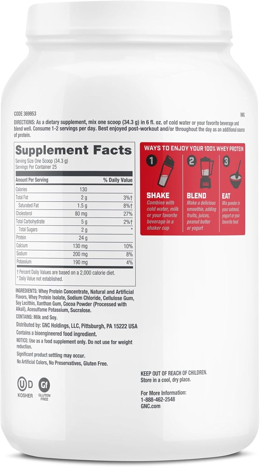 پودر پروتئین وی جی‌ان‌سی مدل Pro Performance 100% Whey، ۲۵ گرم پروتئین، ۲۵ سروینگ و طعم کره بادام‌زمینی