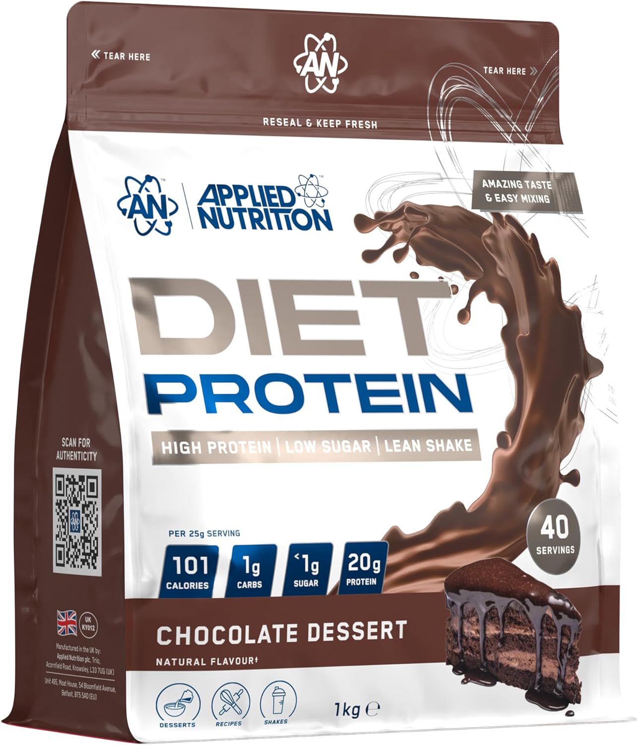 پودر پروتئین وی اپلاید نوتریشن مدل Diet Whey، ۱ کیلوگرم و طعم شکلات