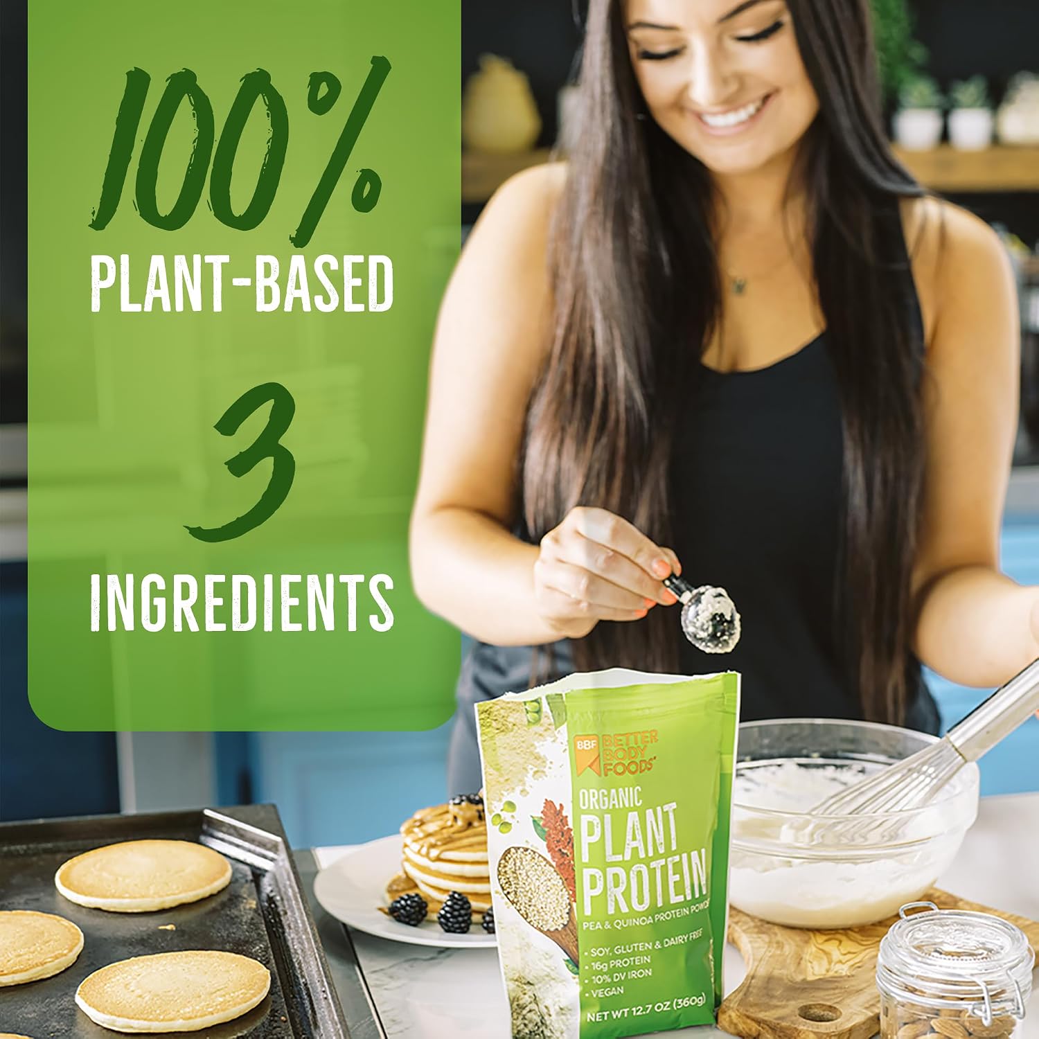 پودر پروتئین گیاهی بتر بادی فودز مدل Organic Plant، بدون شکر افزوده و ۱۲.۷ اونس