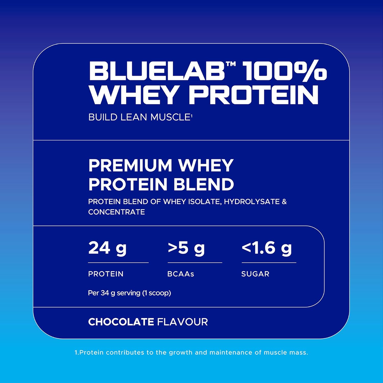 پودر پروتئین وی یو‌اس‌ان مدل Blue Lab Whey، ۲۴ گرم پروتئین و طعم شکلات