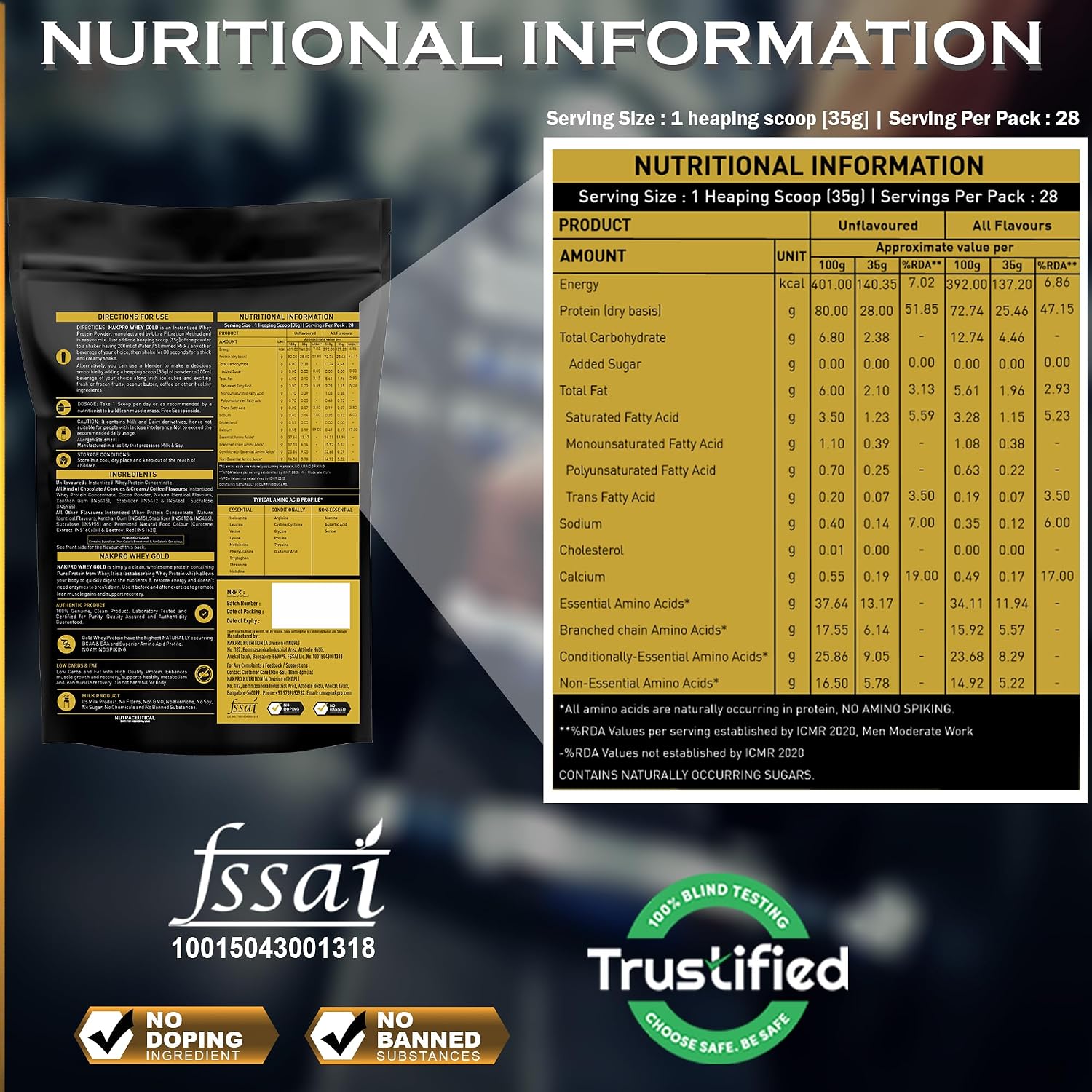 پودر پروتئین وی ناک‌پرو مدل Gold Whey، ۲۵.۵ گرم پروتئین، ۱ کیلوگرم و طعم قهوه