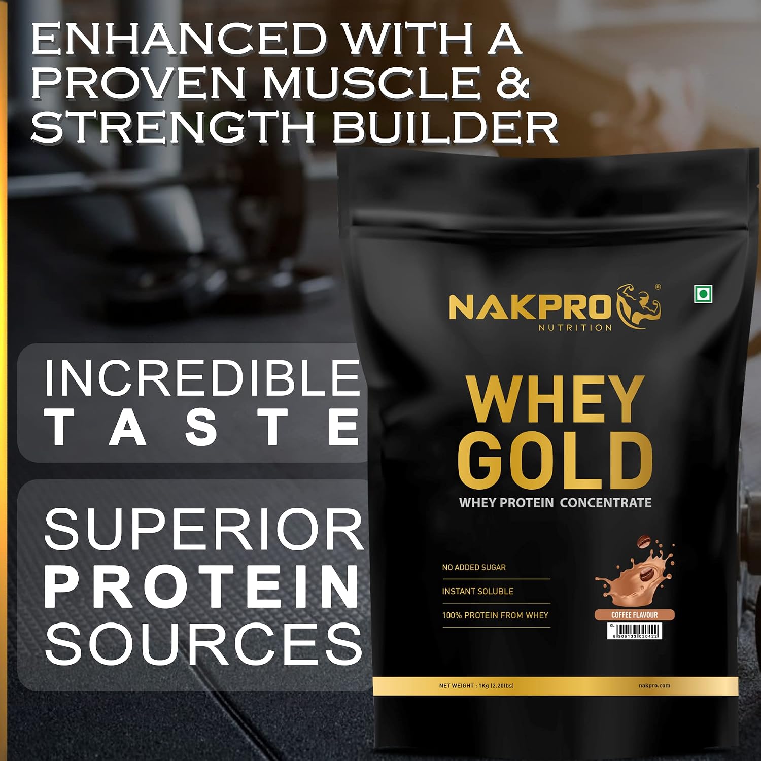 پودر پروتئین وی ناک‌پرو مدل Gold Whey، ۲۵.۵ گرم پروتئین، ۱ کیلوگرم و طعم قهوه