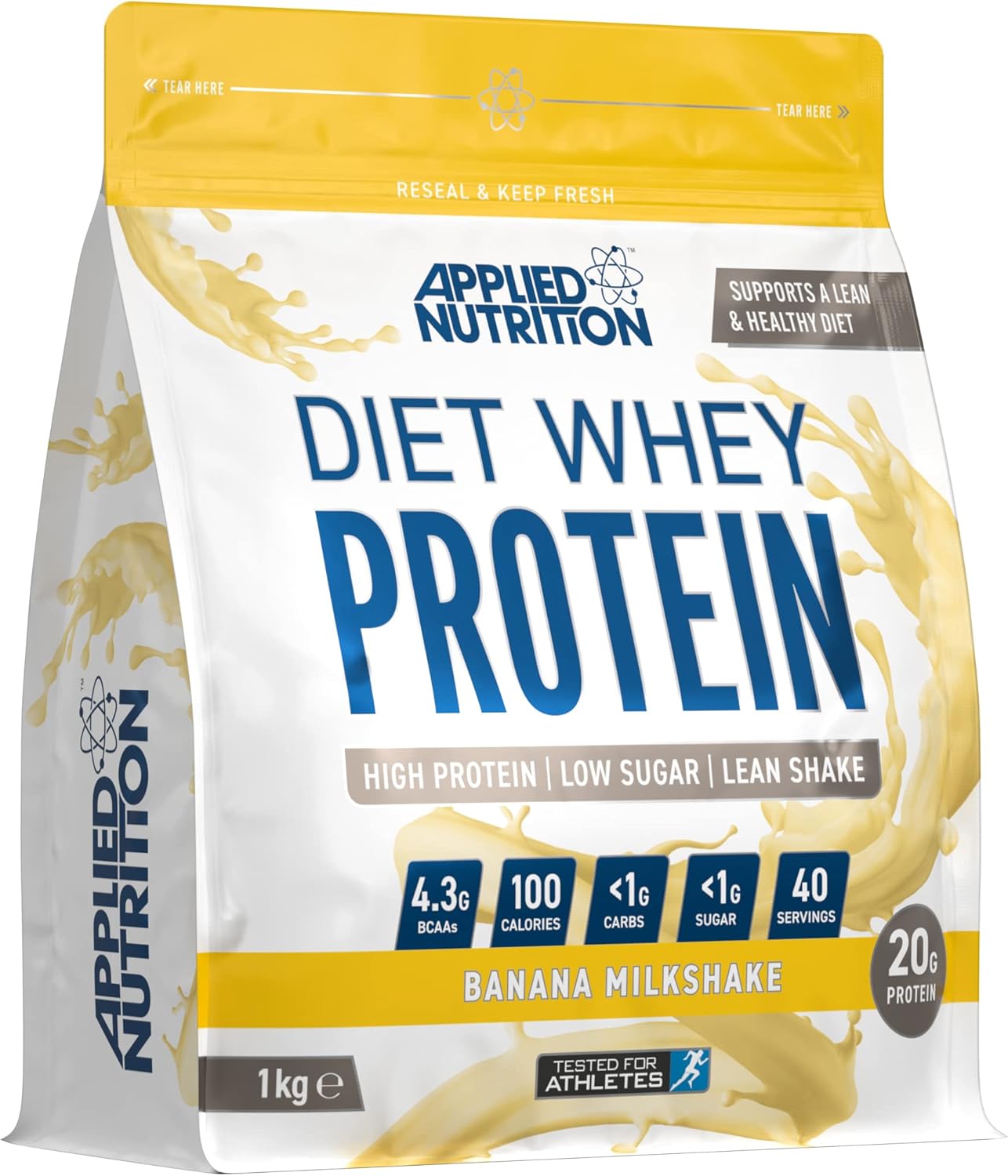 پودر پروتئین وی اپلاید نوتریشن مدل Diet Whey، ۱ کیلوگرم و طعم میلک‌شیک موز