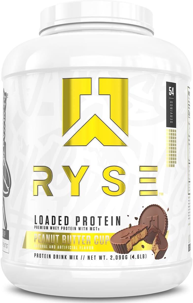 پودر پروتئین وی ایزوله رایز ساپلیمنتس مدل Loaded Whey، ۲۵ گرم پروتئین، ۵۴ سروینگ و طعم شکلات و کره بادام‌زمینی