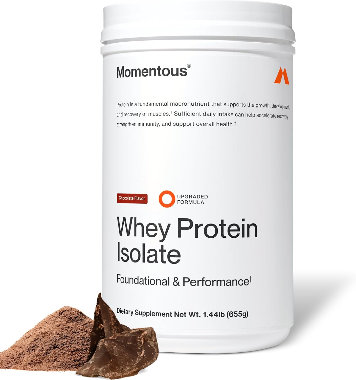 پودر پروتئین وی ایزوله مومنتوس مدل Essential Whey، ۲۴ سروینگ و طعم شکلات
