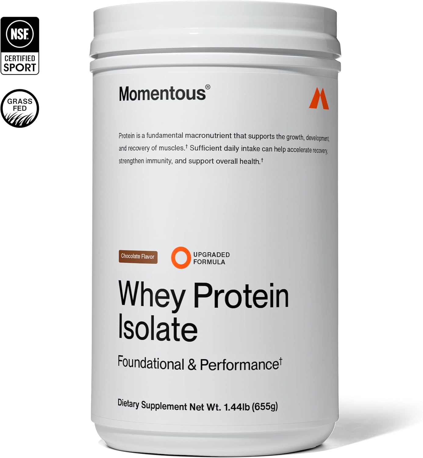 پودر پروتئین وی ایزوله مومنتوس مدل Essential Whey، ۲۴ سروینگ و طعم شکلات