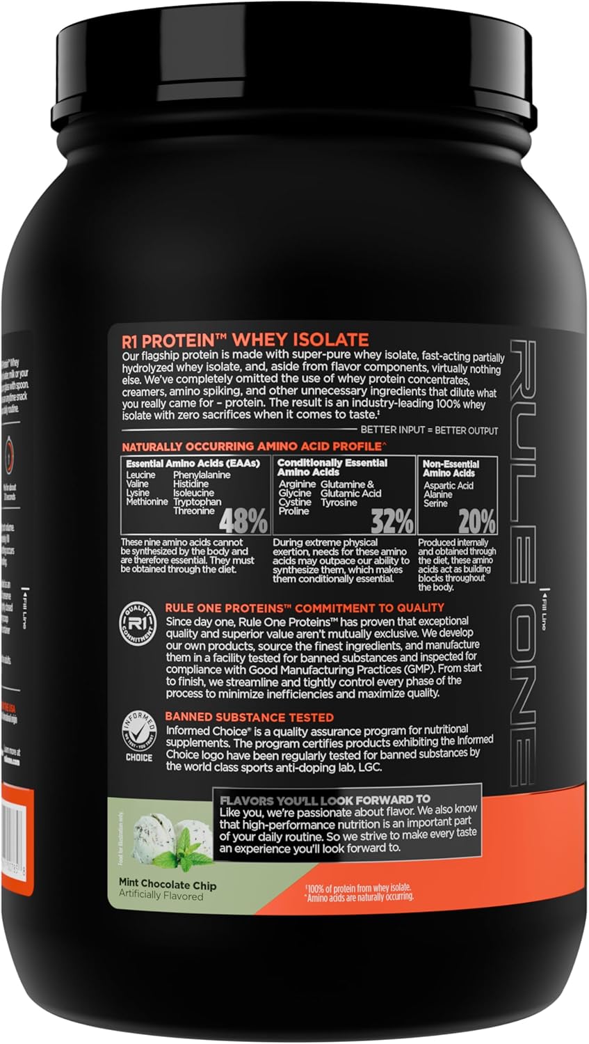 پودر پروتئین وی رول وان پروتینز مدل R1 Protein، ۲۵ گرم پروتئین، ۲ پوند و طعم نعناع و شکلات