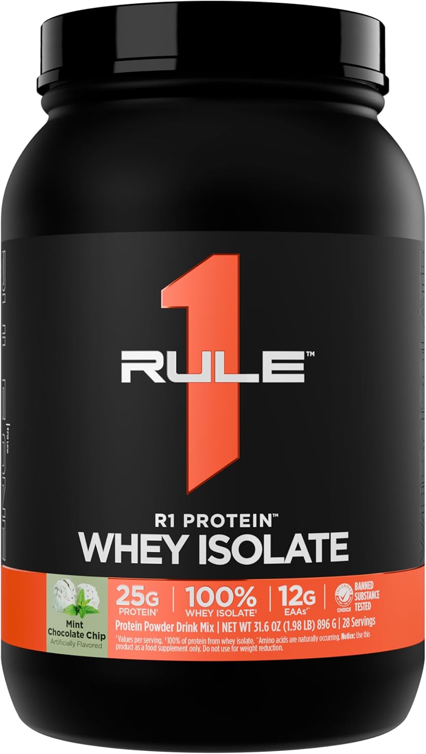 پودر پروتئین وی رول وان پروتینز مدل R1 Protein، ۲۵ گرم پروتئین، ۲ پوند و طعم نعناع و شکلات