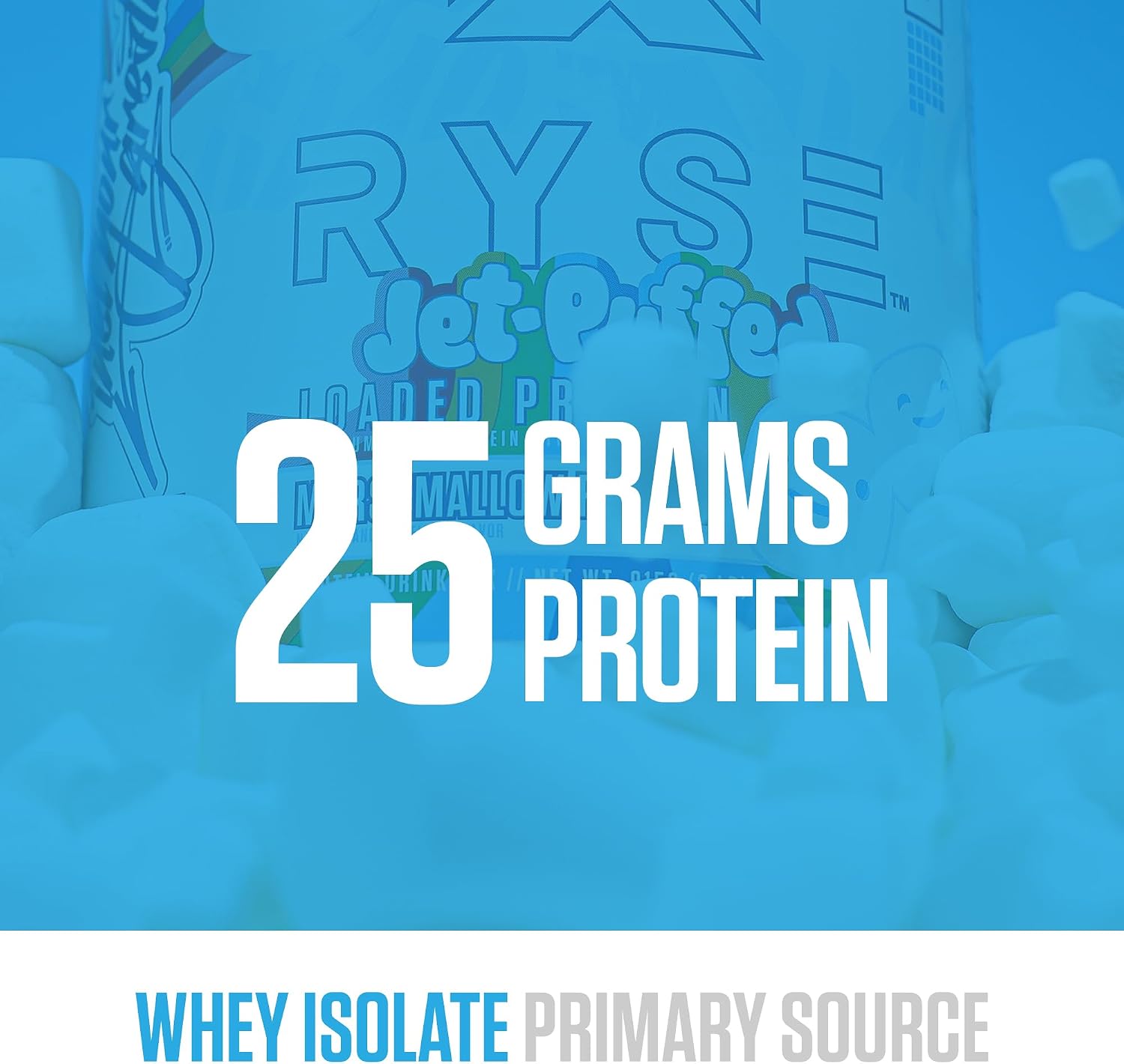 پودر پروتئین وی ایزوله رایز ساپلیمنتس مدل Loaded Whey، ۲۵ گرم پروتئین، ۲۷ سروینگ و طعم مارشمالو