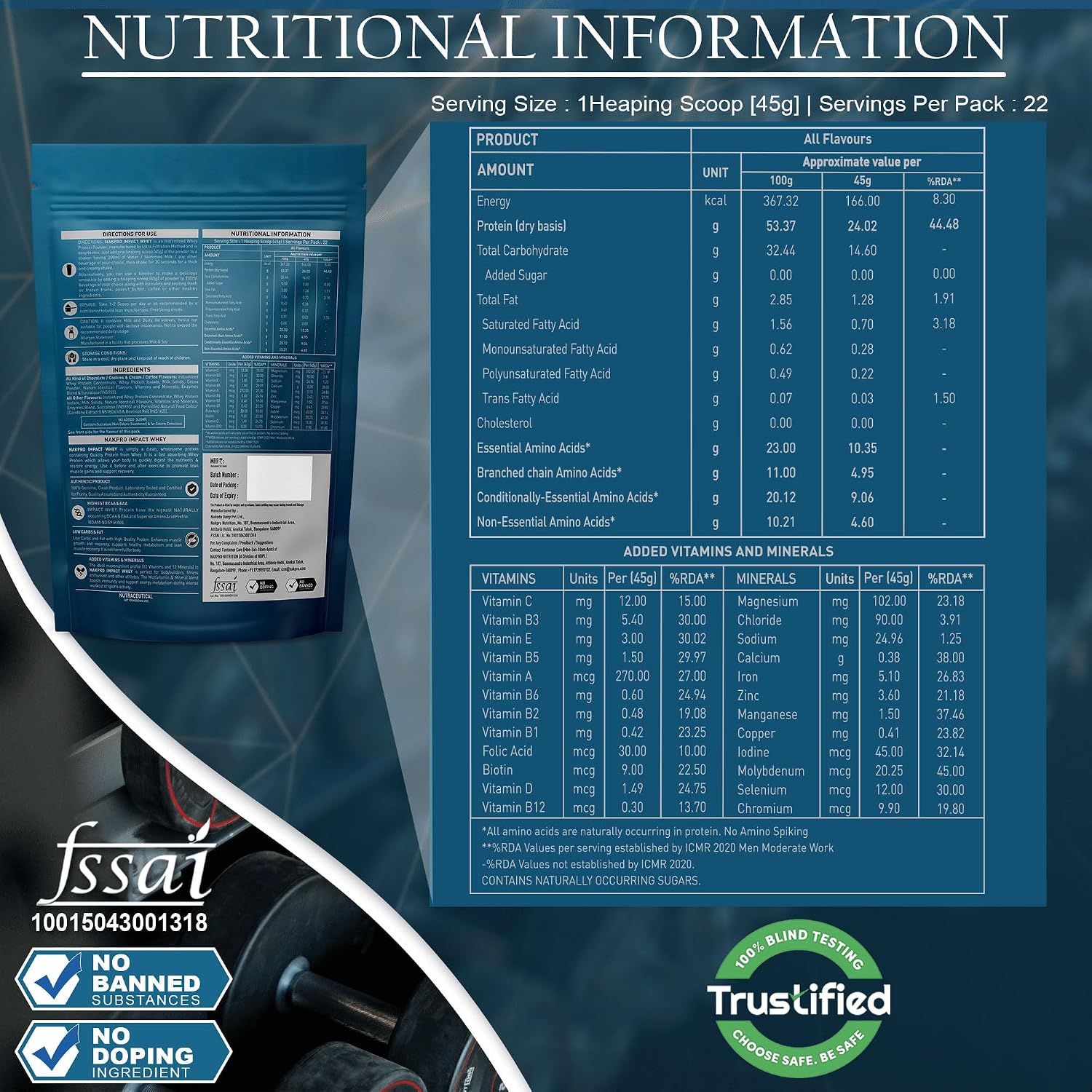 پودر پروتئین وی ناک‌پرو مدل Impact Whey، ۲۴ گرم پروتئین، ۱ کیلوگرم و طعم شکلات غلیظ