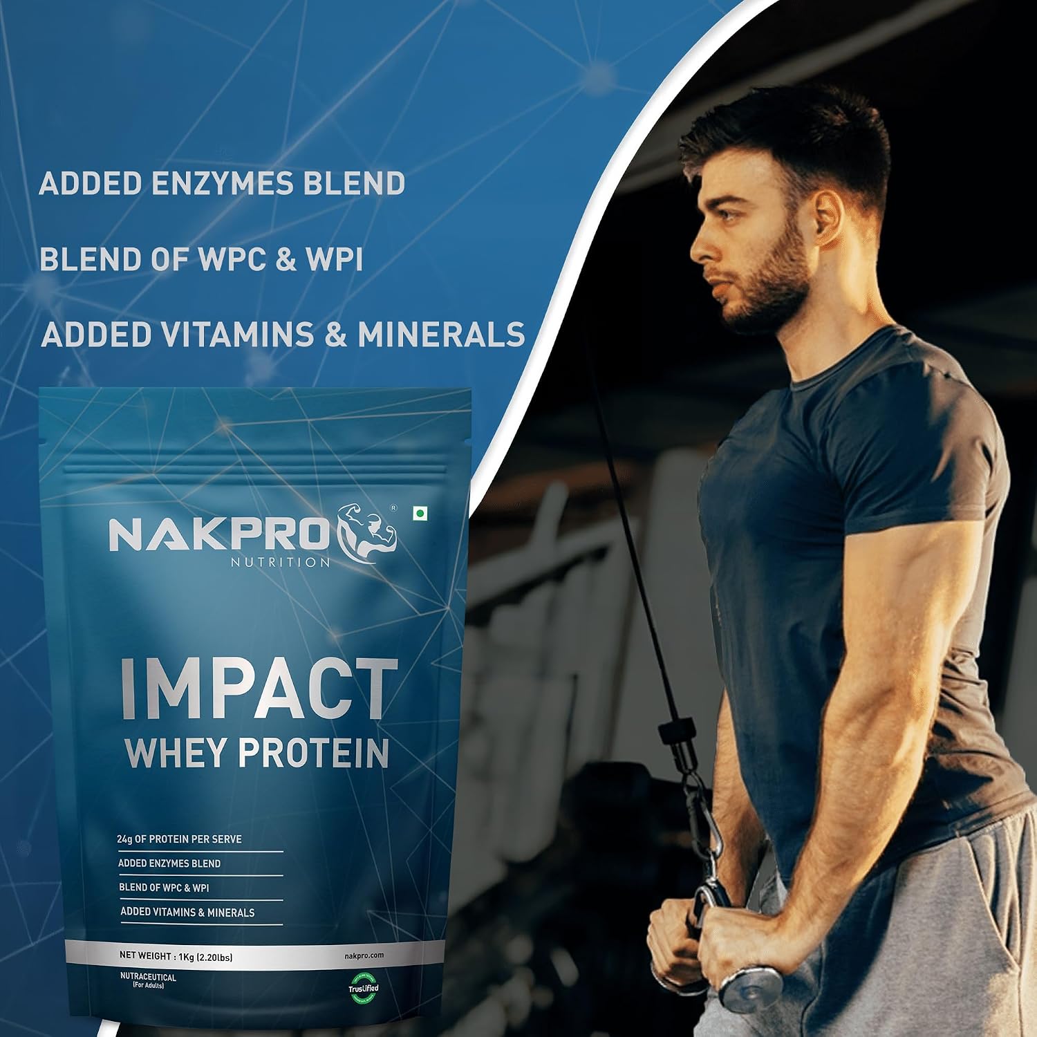 پودر پروتئین وی ناک‌پرو مدل Impact Whey، ۲۴ گرم پروتئین، ۱ کیلوگرم و طعم شکلات